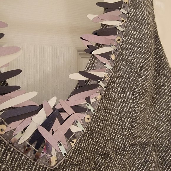 Anna Sui x Target Gossip Girl Dress Large Gray Wool Jumper Embellished V-Neck - Picture 4 of 6